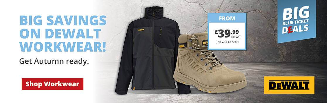 Big savings on DeWalt work wear. Get Autumn ready. Shop workwear.