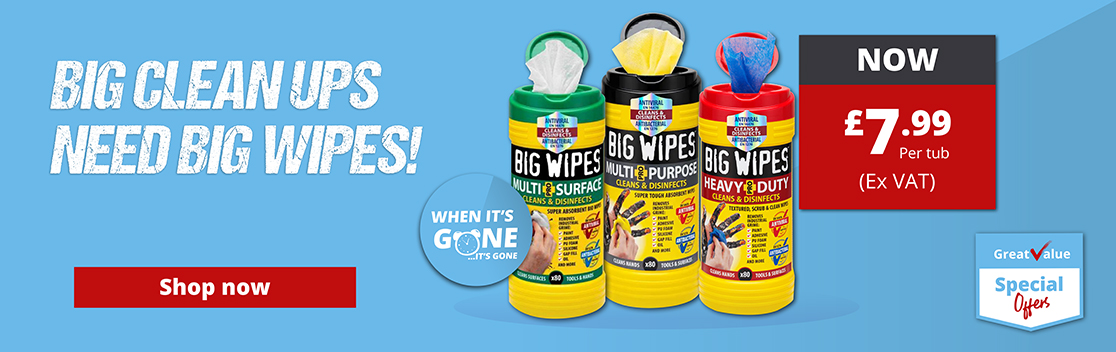 Big clean ups need Big Wipes! Pick up at tub for just £7.99 (exc. VAT)