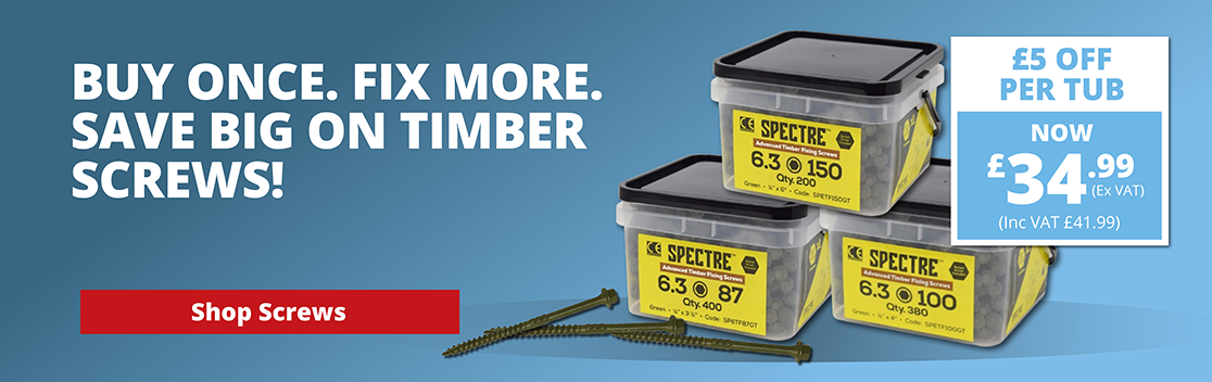 Save big on timber screws - just £34.99 per tub