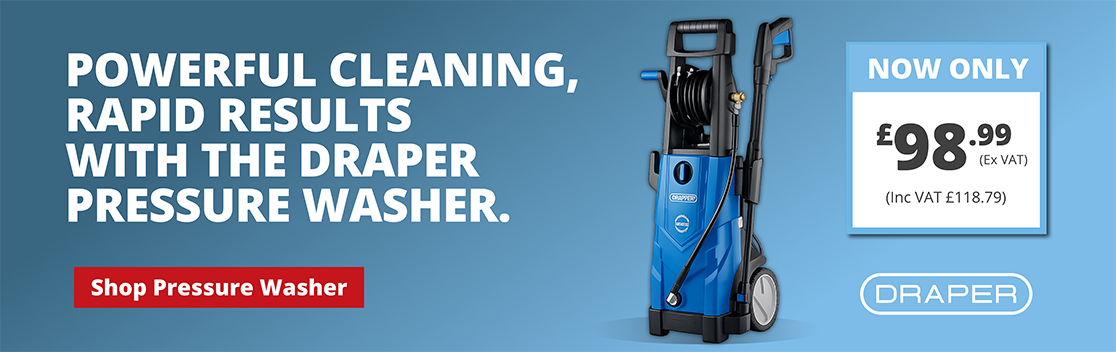 Powerful cleaning, rapid results with the draper pressure washer - £98.99 exc. VAT