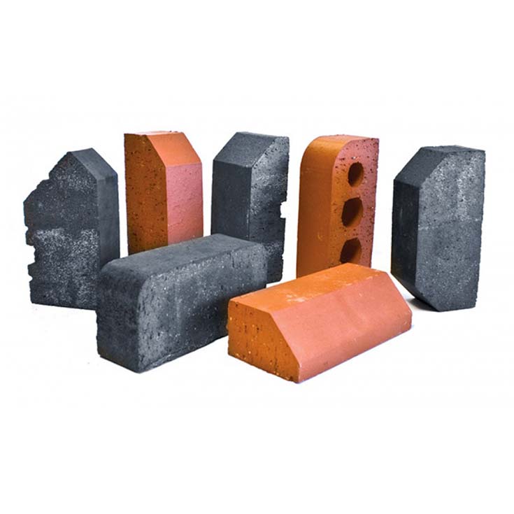 Selection of different shaped orange and grey bricks