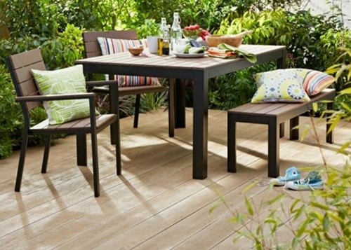 Garden table set up on decking
