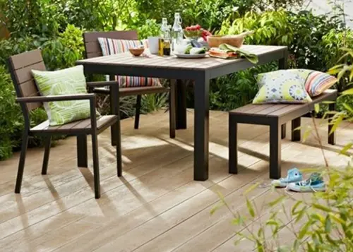 Garden table set up on Millboard decking