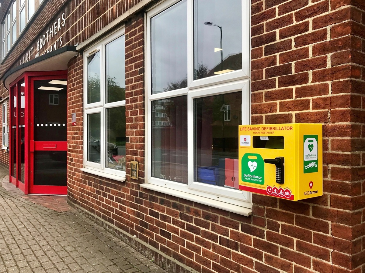 Defibrillator at Elliotts Head Office, Southampton.