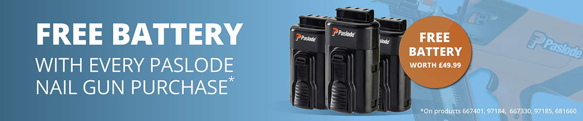 Free battery with every Paslode nail gun purchase